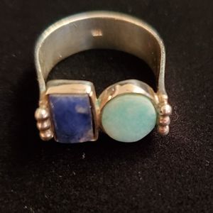 Sterling silver semi-precious stones ring